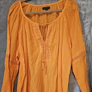 NWOT Lane Bryant Orange Gauze Crochet Top Sz 22/24